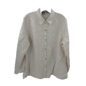 Vintage Edward Irish Linen Embroidered Shirt LARGE Made In Hong Kong Minimalist